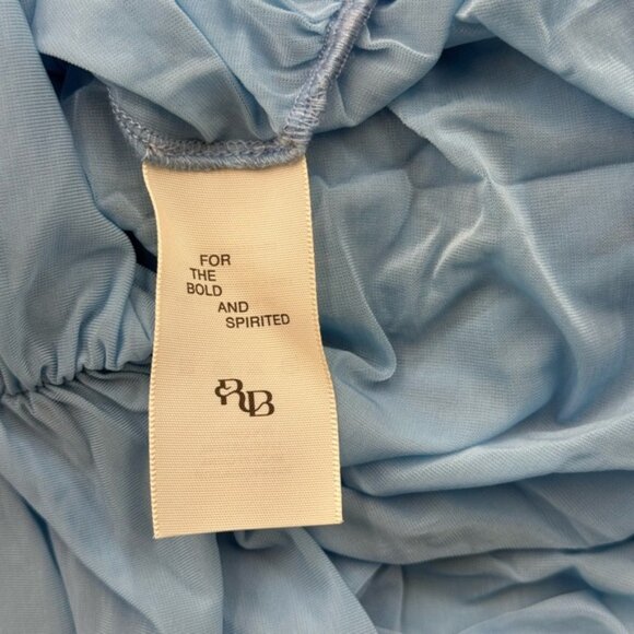 🆕 RAT & BOA 🧿 NWOT Freja Slinky Baby Blue Tie-Waist T-Shirt Mini Dress, Sz XXS - Picture 13 of 14